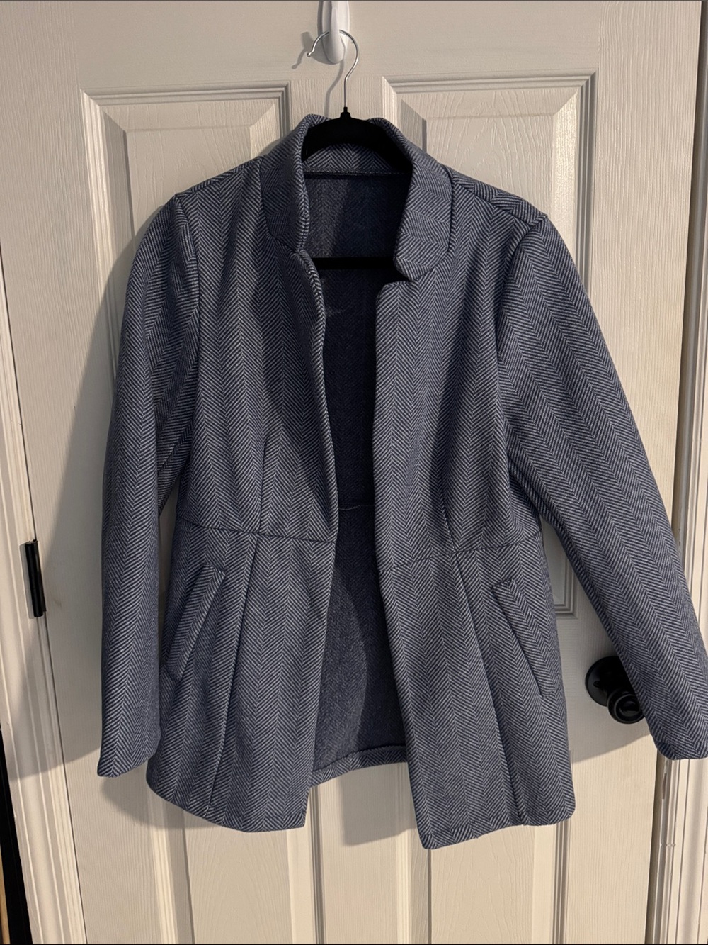 Women’s Herringbone Open-Front Jacket - Blue No Tag-Size Medium Never Worn